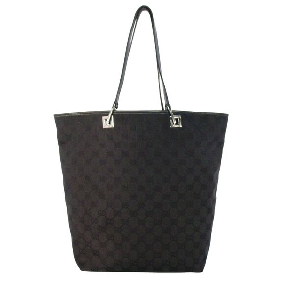 GUCCI Large All Black GG Signature Logo Shopper Tote Bag 31243 2123 - Picture 1 of 13